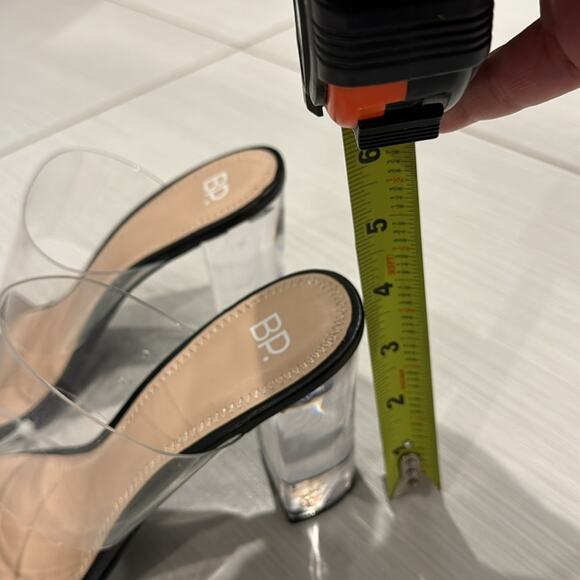 BP Naomi Clear Block Heel Sandals in Black/ Clear Straps. - Picture 6 of 10